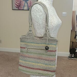 The Sak Gypsy Belle Tote Hand-Crafted Tightweave Crochet Handbag Voyager Stripe